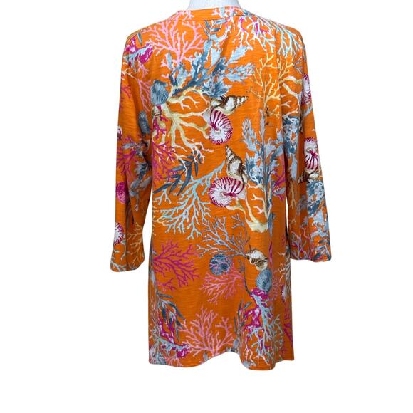 Chico's orange trapeze tunic, vacation, resort, tropical, colorful, nautical - Picture 2 of 7